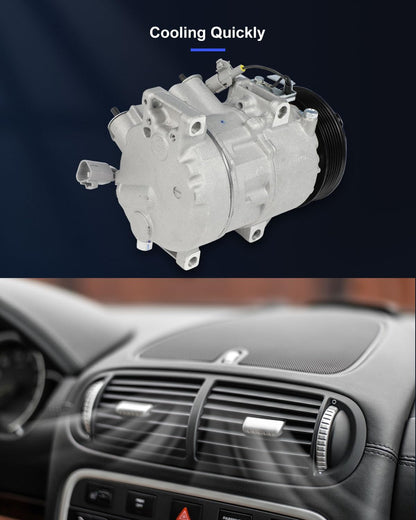 AC Compressor with Clutch – Fits 2007-2011 Toyota Camry 3.5L & 2005-2012 Toyota Avalon 3.5L | Fast Cooling, 7 Grooves