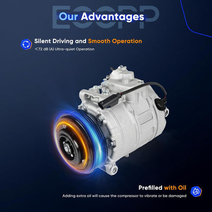 BMW AC Compressor with Clutch – Compatible with 128i, 328i, 328xi 3.0L (2007-2013) & M3 4.0L (2008-2013)