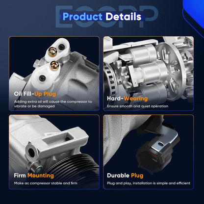 AC Compressor with Clutch Compatible with Infiniti I35 3.5L 2002-2004 & Nissan Maxima 3.5L 2002-2003