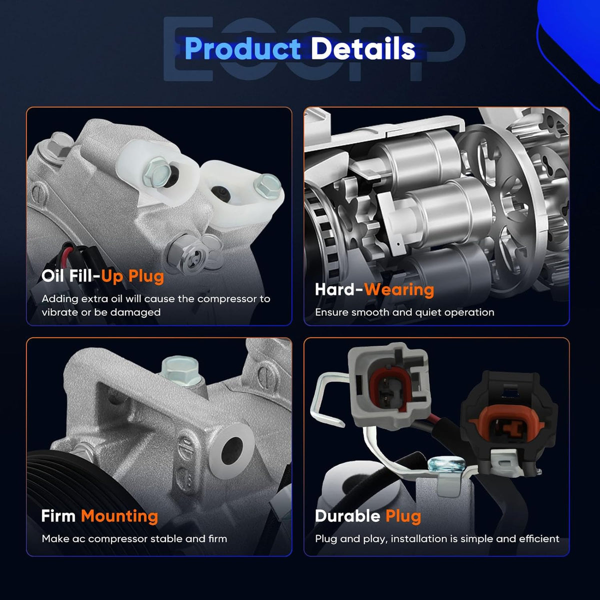 A/C Compressor with Clutch for Infiniti EX35, FX35 3.5L (2009-2012) & Q70L, Q60, QX50 3.7L (2014-2015) - KUDUPARTS