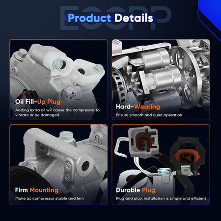 A/C Compressor with Clutch for Infiniti EX35, FX35 3.5L (2009-2012) & Q70L, Q60, QX50 3.7L (2014-2015) - KUDUPARTS
