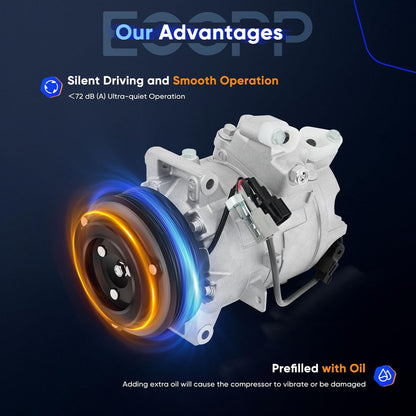 A/C Compressor with Clutch for Infiniti EX35, FX35 3.5L (2009-2012) & Q70L, Q60, QX50 3.7L (2014-2015)