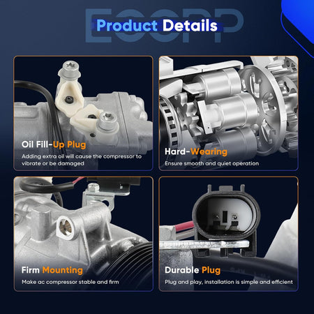 A/C Compressor with Clutch – Compatible with BMW 116i 1.6L (2004-2012) & 318i Coupe 2.0L (2010-2020) - KUDUPARTS