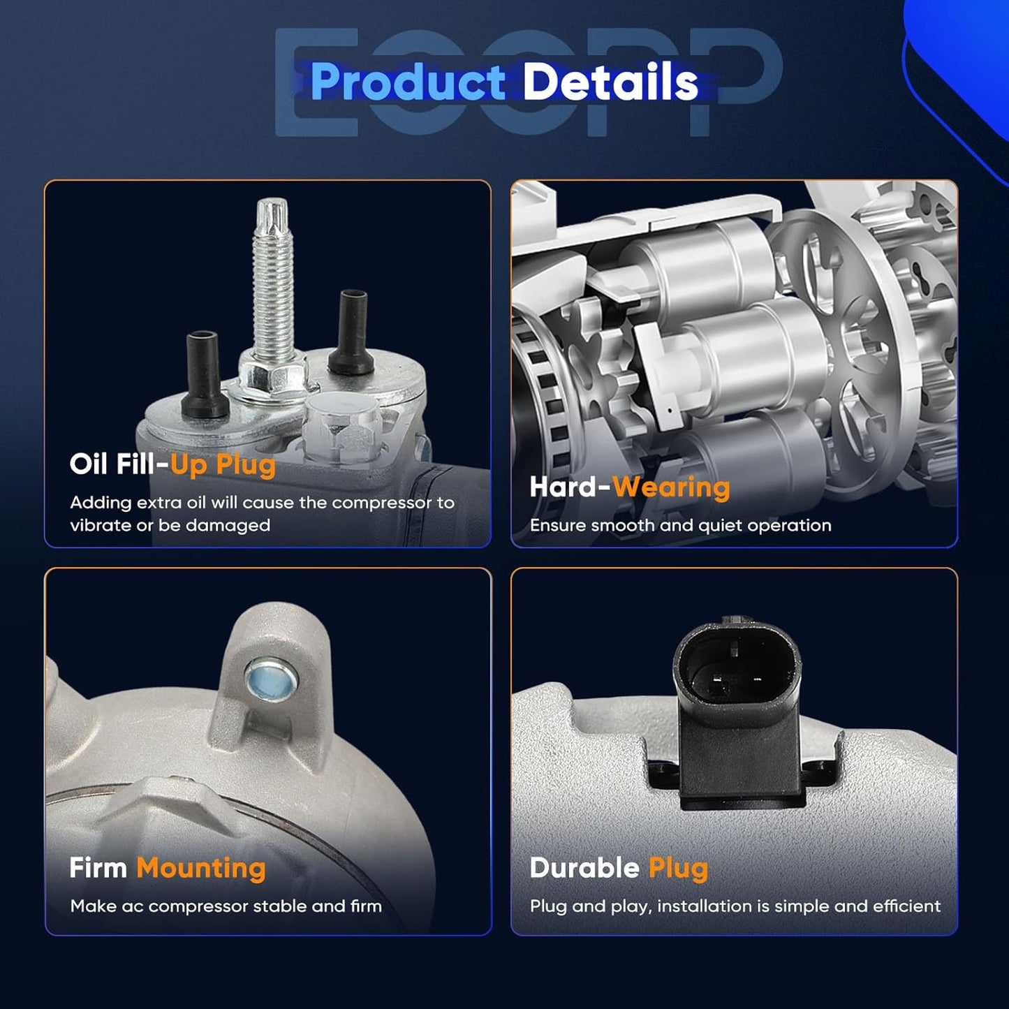A/C Compressor with Clutch – Compatible with Chevrolet Silverado 1500/2500 & GMC Sierra 1500 (2014-2019, 4.3L, 5.3L, 6.2L)