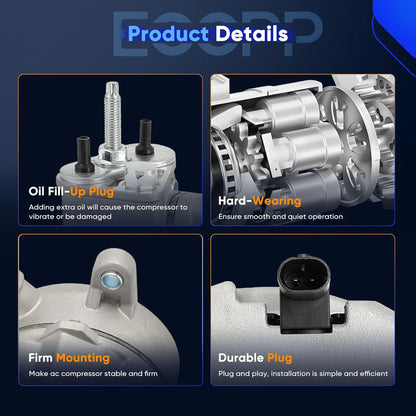 A/C Compressor with Clutch – Compatible with Chevrolet Silverado 1500/2500 & GMC Sierra 1500 (2014-2019, 4.3L, 5.3L, 6.2L)