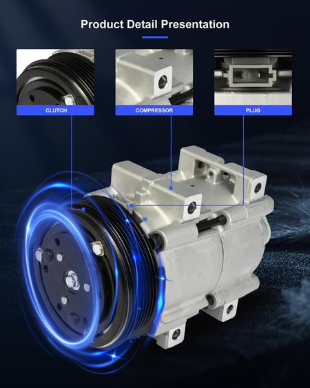 AC Compressor Fast Cooling – Compatible with Ford Bronco 5.0L (1990–1995) & Ford F-150 4.9L, 5.0L, 5.8L (1994–1996) - KUDUPARTS