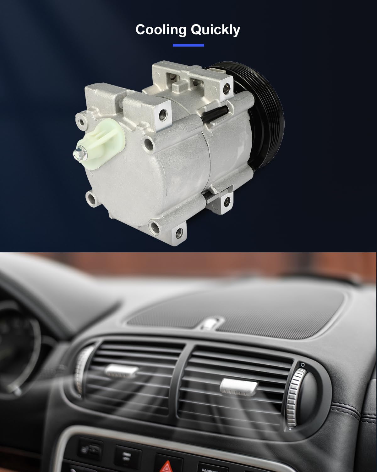 AC Compressor Fast Cooling – Compatible with Ford Bronco 5.0L (1990–1995) & Ford F-150 4.9L, 5.0L, 5.8L (1994–1996)