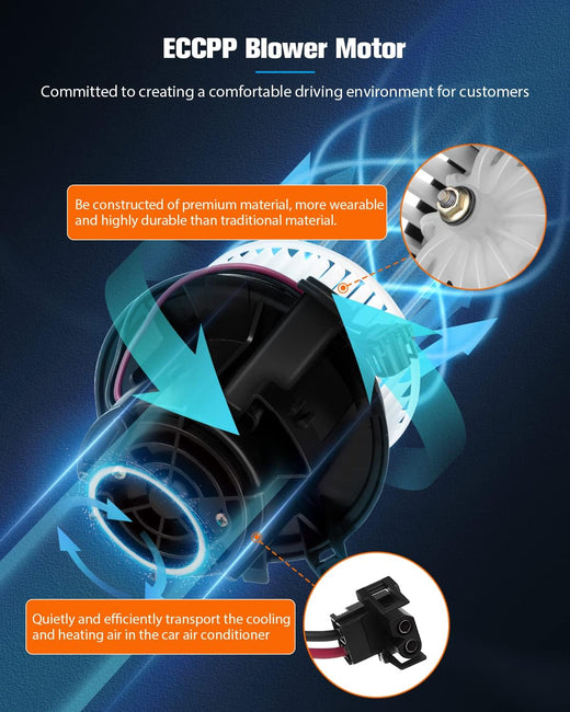 HVAC AC Heater Blower Motor with Fan Cage, Front – Compatible with 2011 Mercedes-Benz C180, 2010–2011 C200, 2008–2009 C230 - KUDUPARTS
