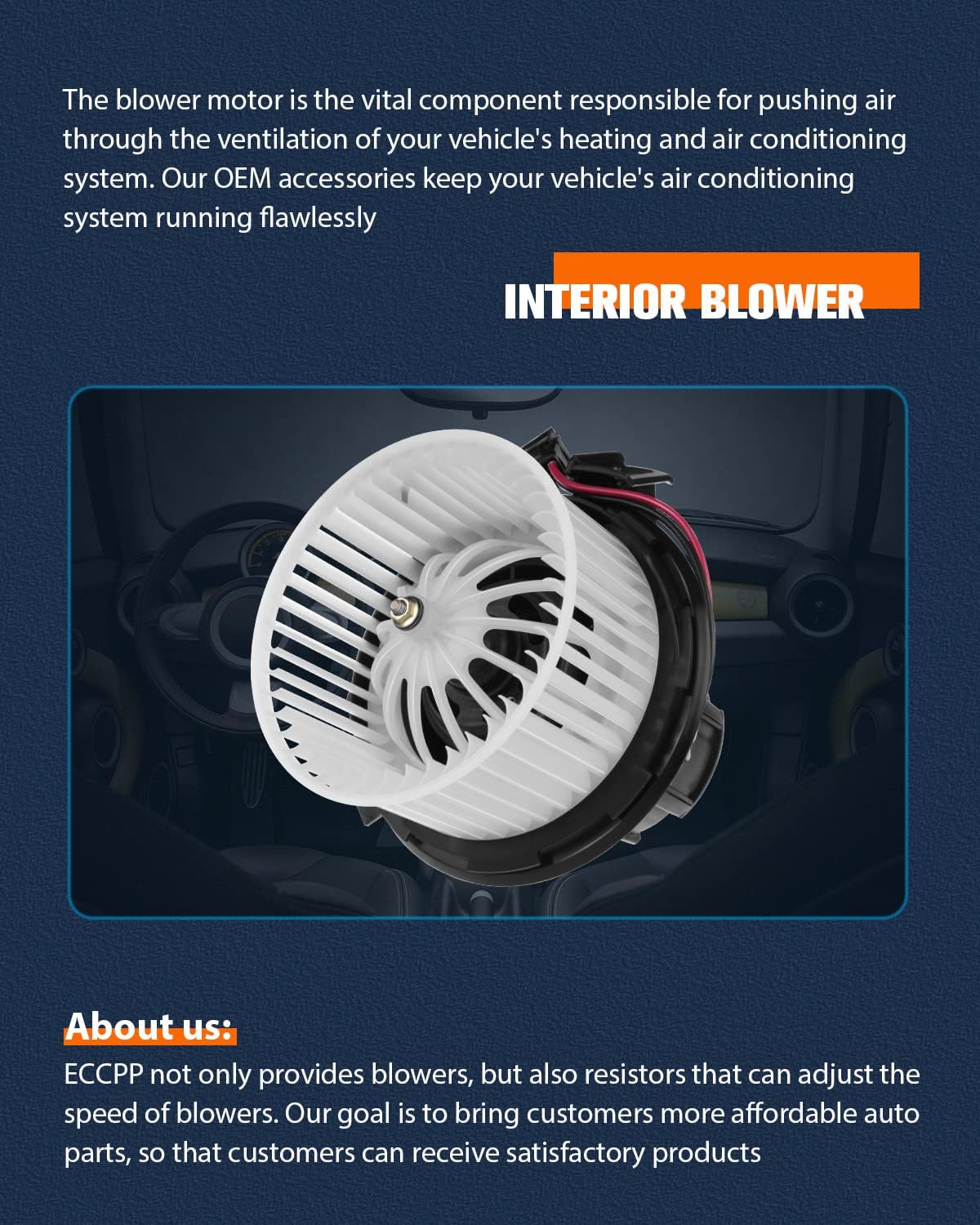 HVAC AC Heater Blower Motor with Fan Cage, Front – Compatible with 2011 Mercedes-Benz C180, 2010–2011 C200, 2008–2009 C230 - KUDUPARTS
