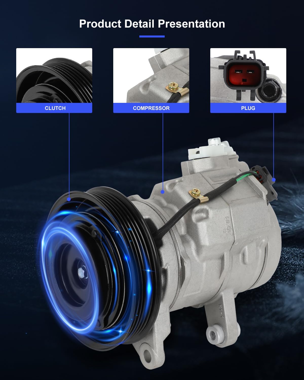 AC Compressor with Clutch for Chrysler Aspen 4.7L & Dodge Durango 3.7L 2008-2009