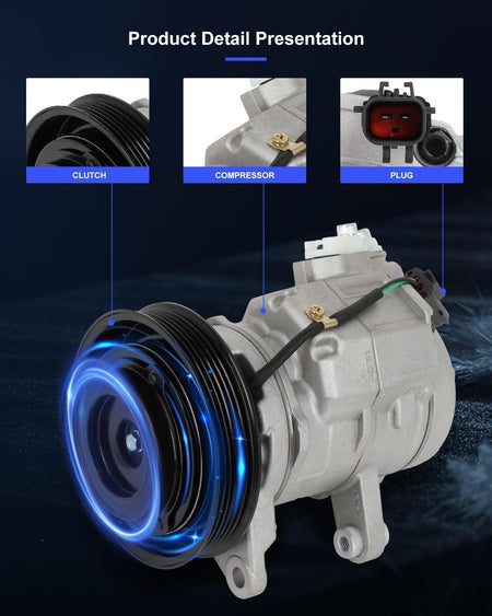 AC Compressor with Clutch for Chrysler Aspen 4.7L & Dodge Durango 3.7L 2008-2009 - KUDUPARTS