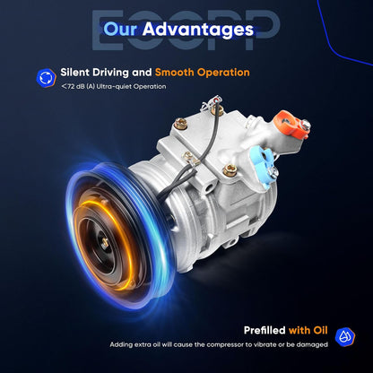 A/C Compressor with Clutch – Compatible with Toyota Corolla L4 1.8L (1998–2002)
