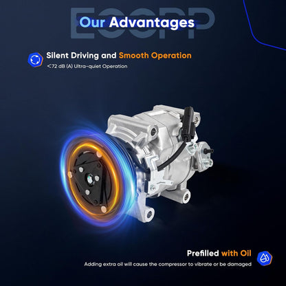 AC Compressor with Clutch – Rapid Cooling – Compatible with 2011–2014 Chrysler 200 3.6L & 2011–2019 Dodge Journey 3.6L