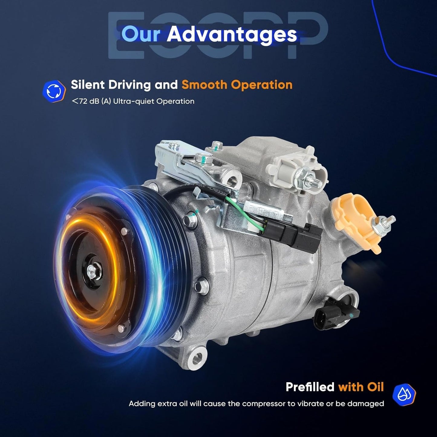 AC Compressor with Clutch | Fits 2015-2018 Ford Edge, Lincoln MKX/MKZ 2.7L 3.0L 3.7L | Fast Cooling