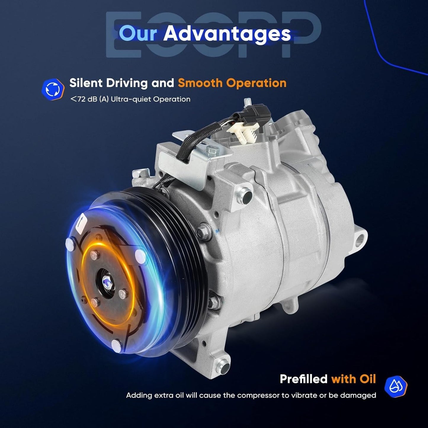 AC Compressor with Clutch – Compatible with Ford Mustang L4 2.3L (2015-2024)