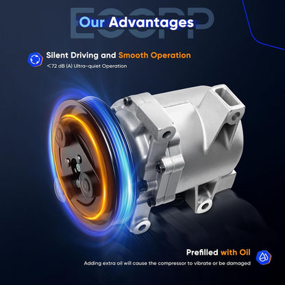 AC Compressor with Clutch, 2000-2006 Nissan Sentra 1.8L 2.0L – Fast Cooling Replacement