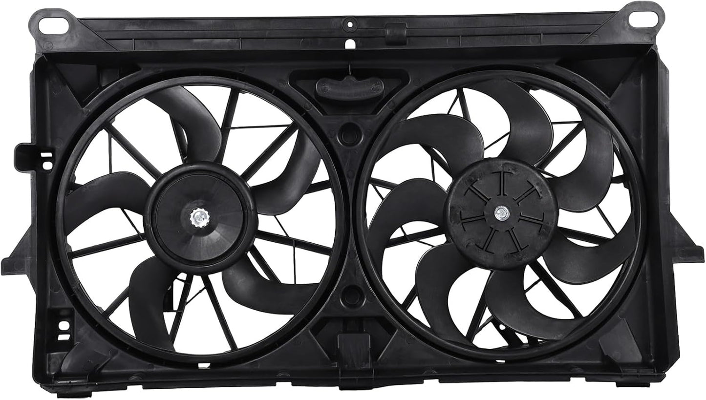 Radiator Cooling Fan Assembly Compatible with GMC Sierra 1500 4.3L, Chevrolet Silverado 1500 4.8L (2007-2013), Suburban 1500 5.3L (2007-2014) – Replaces AC Condenser Fan 620653, 622220, GM3115211