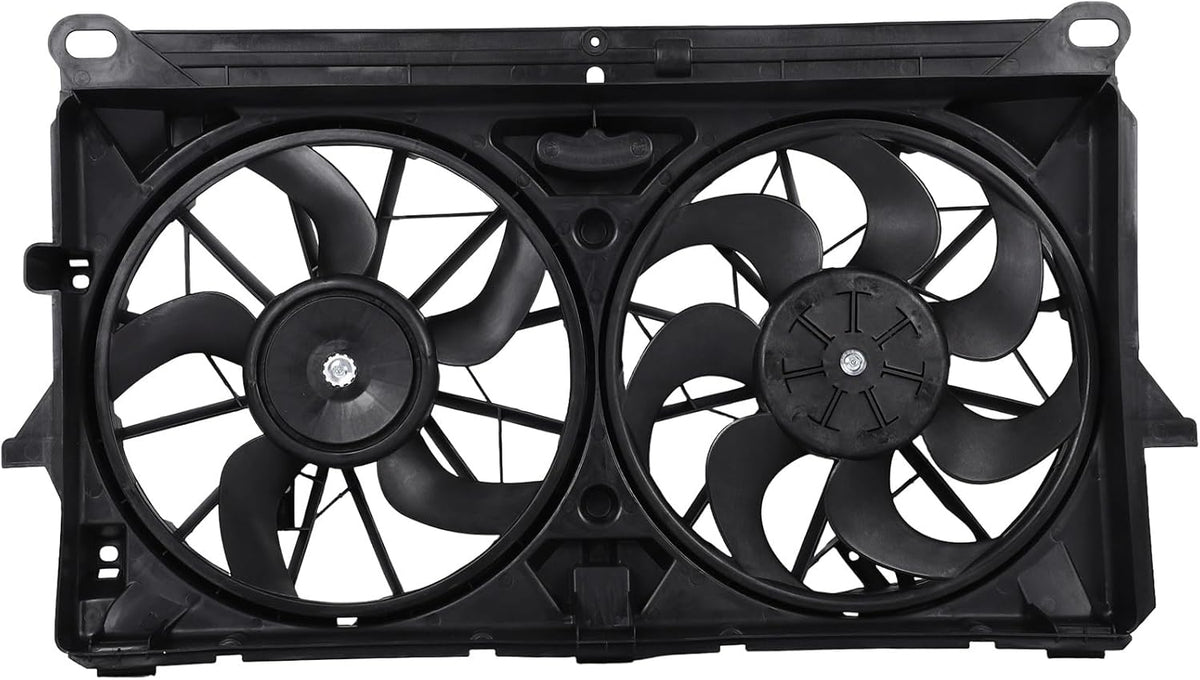 Radiator Cooling Fan Assembly Compatible with GMC Sierra 1500 4.3L, Chevrolet Silverado 1500 4.8L (2007-2013), Suburban 1500 5.3L (2007-2014) – Replaces AC Condenser Fan 620653, 622220, GM311 - KUDUPARTS