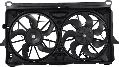 Radiator Cooling Fan Assembly Compatible with GMC Sierra 1500 4.3L, Chevrolet Silverado 1500 4.8L (2007-2013), Suburban 1500 5.3L (2007-2014) – Replaces AC Condenser Fan 620653, 622220, GM311 - KUDUPARTS