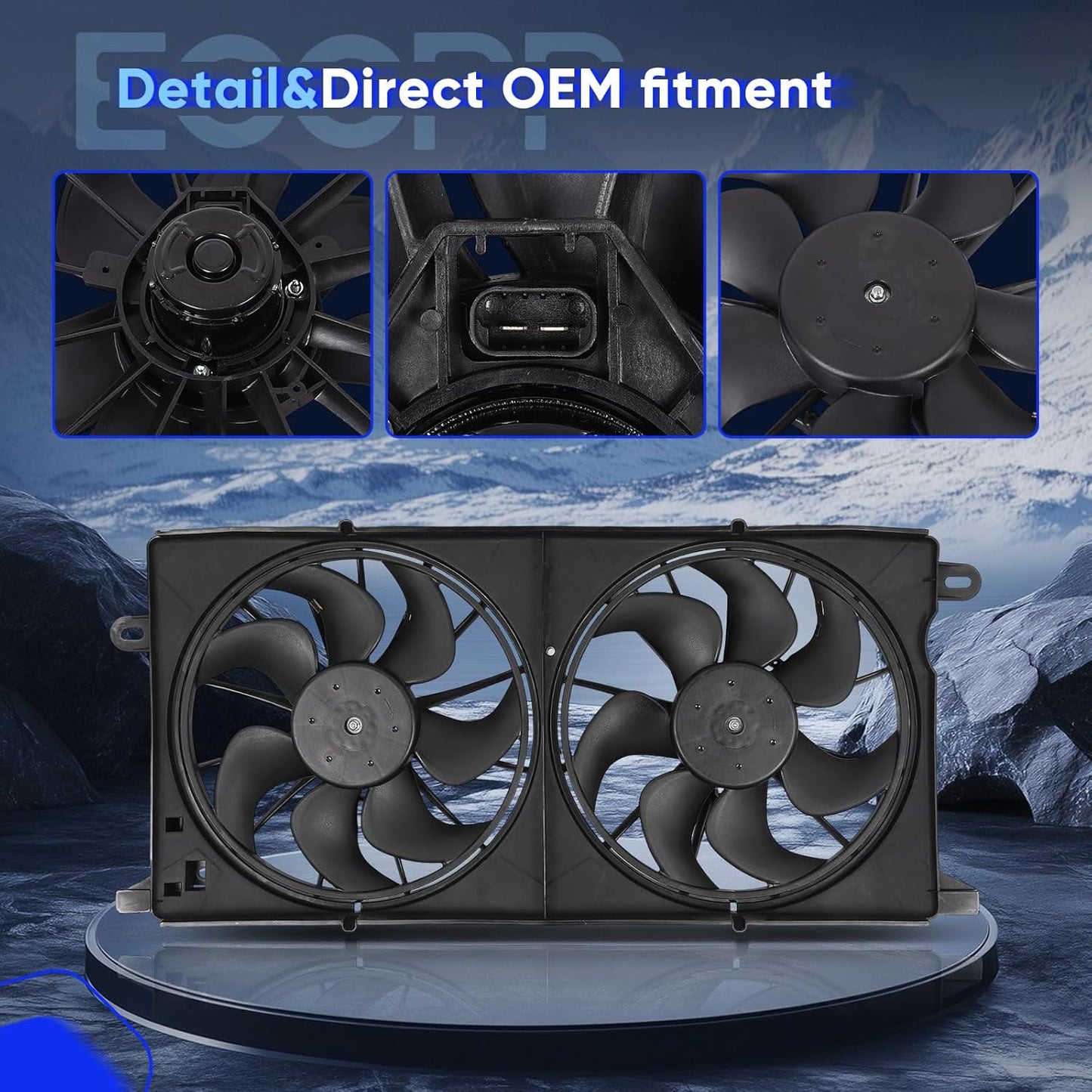 Radiator Cooling Fan Assembly Compatible with 2000-2005 Buick LeSabre 3.8L & Pontiac Bonneville 3.8L – Replaces AC Condenser Fan 620320, 620636, 620-636, 12463008, 12463009, 12463085