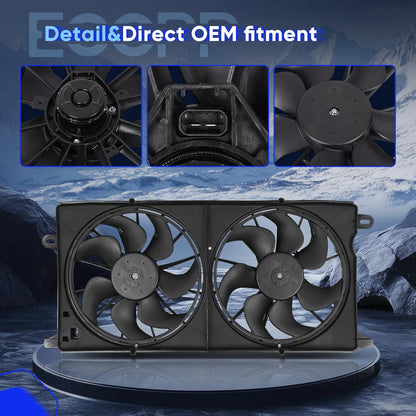 Radiator Cooling Fan Assembly Compatible with 2000-2005 Buick LeSabre 3.8L & Pontiac Bonneville 3.8L – Replaces AC Condenser Fan 620320, 620636, 620-636, 12463008, 12463009, 12463085