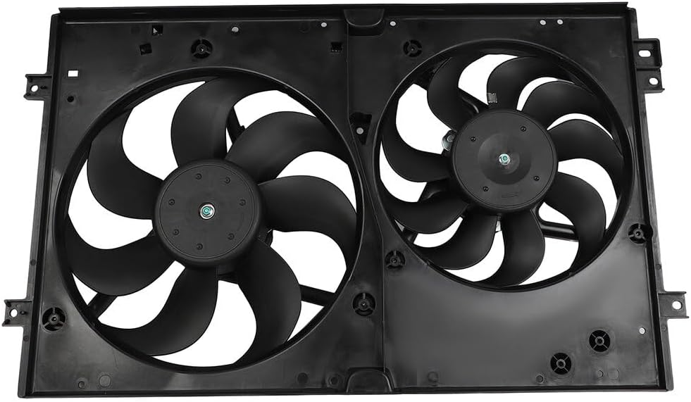 Radiator Condenser Cooling Fan Assembly Compatible with 2000-2002 TT, 2000-2006 TT Quattro, 1999-2006 Golf, 1999-2005 Jetta