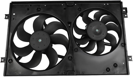 Radiator Condenser Cooling Fan Assembly Compatible with 2000-2002 TT, 2000-2006 TT Quattro, 1999-2006 Golf, 1999-2005 Jetta - KUDUPARTS