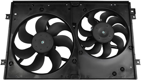 Radiator Condenser Cooling Fan Assembly Compatible with 2000-2002 TT, 2000-2006 TT Quattro, 1999-2006 Golf, 1999-2005 Jetta - KUDUPARTS