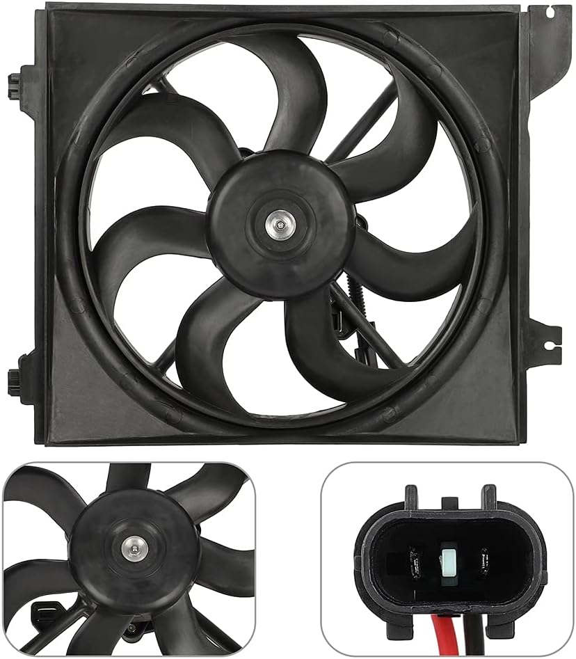 Radiator Cooling Fan Assembly Compatible with 2006-2007 Kia Rio & Rio5 – Engine Cooling Fan Replacement (610950-G, 620-735, 674-50111)