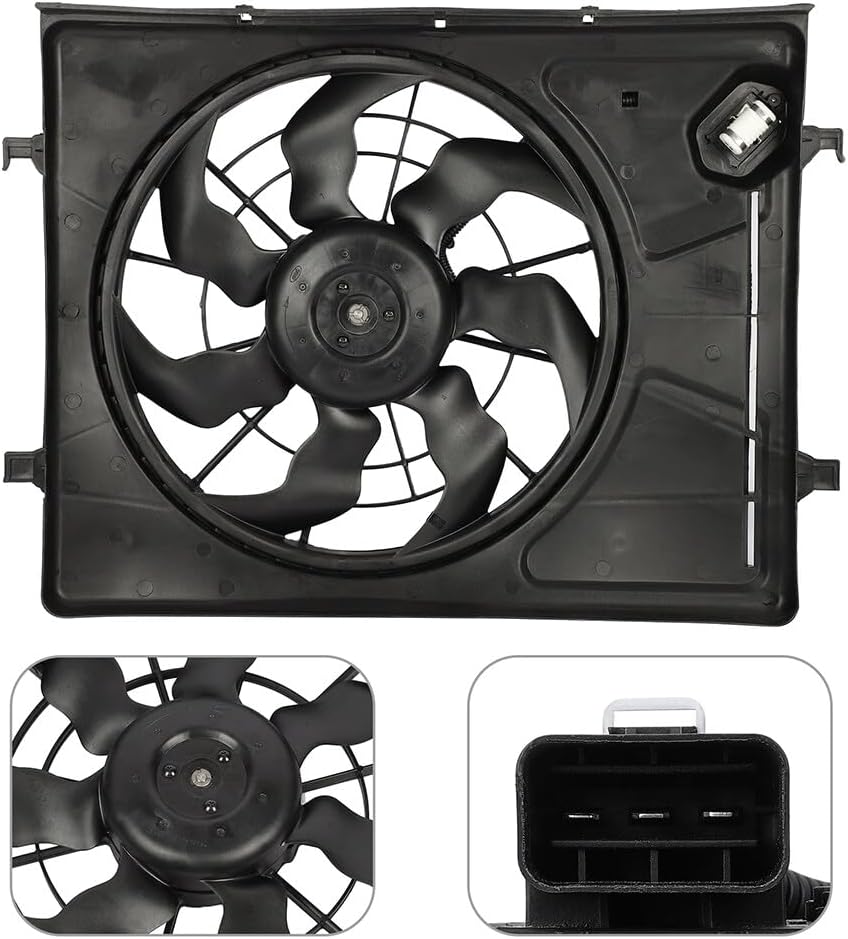 Radiator Fan Assembly Compatible with 2007-2010 Hyundai Elantra – 620-493, 621710, 674-50273 - KUDUPARTS
