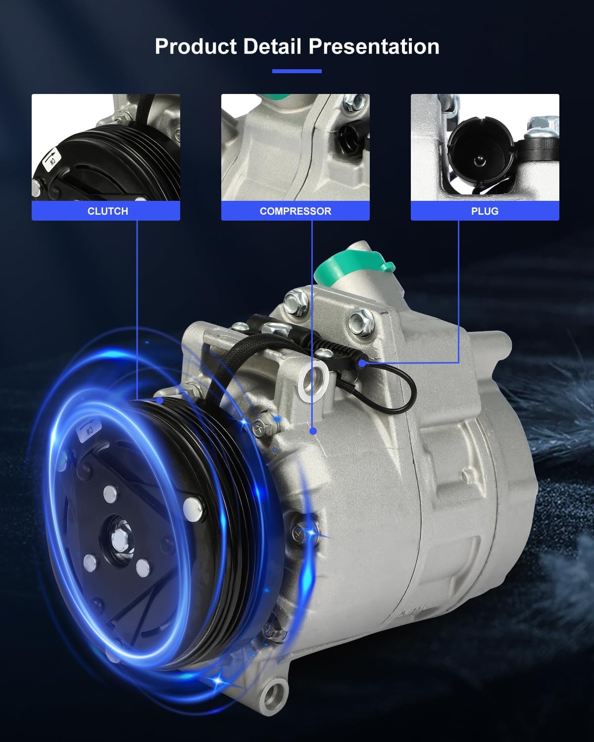 AC Compressor for BMW X5 3.0L 2003-2006 | CSV717 Fast Cooling A/C Compressor (4 Grooves)