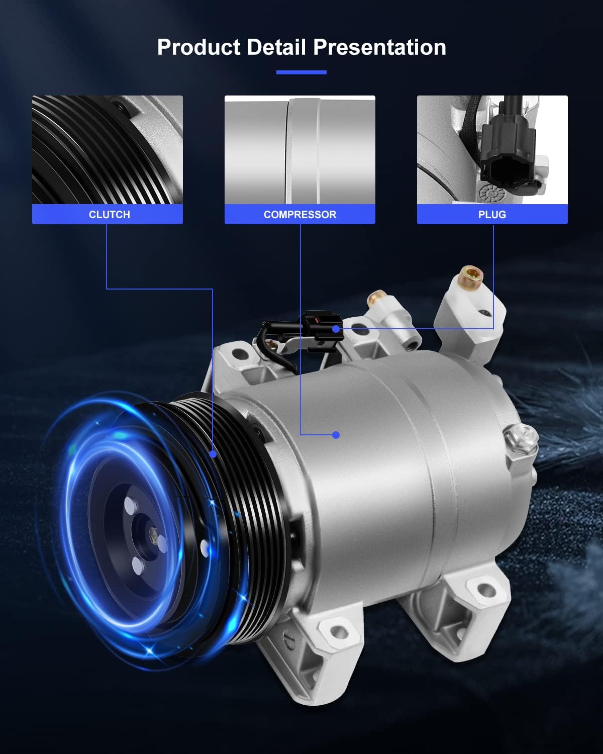 AC Compressor with Clutch for Nissan Altima 2.5L (2002-2006)