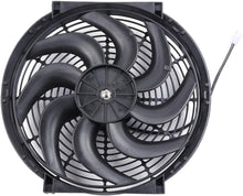 14" Universal Slim Push-Pull Electric Radiator Cooling Fan Mount Kit, Black Plastic, 12V
