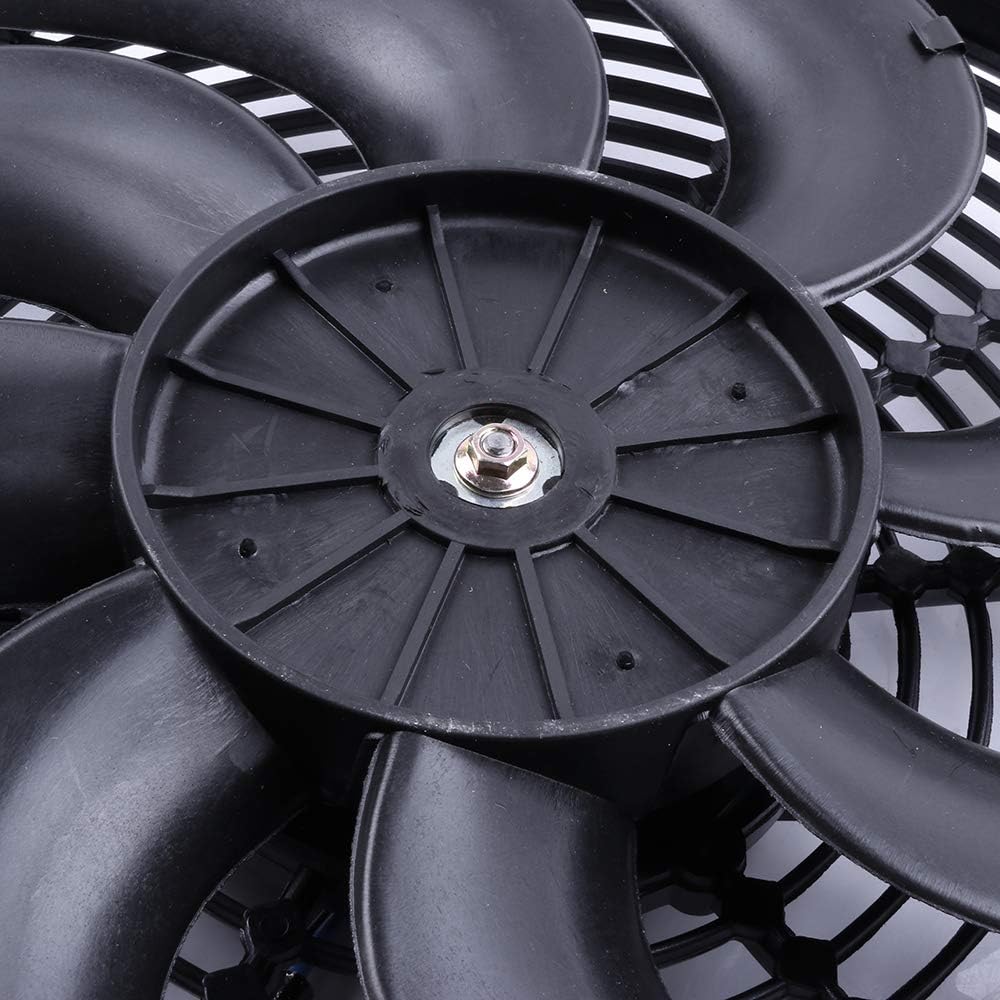 14" Universal Slim Push-Pull Electric Radiator Cooling Fan Mount Kit, Black Plastic, 12V