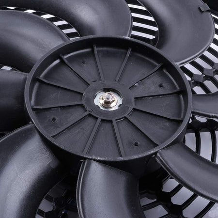 14" Universal Slim Push-Pull Electric Radiator Cooling Fan Mount Kit, Black Plastic, 12V - KUDUPARTS