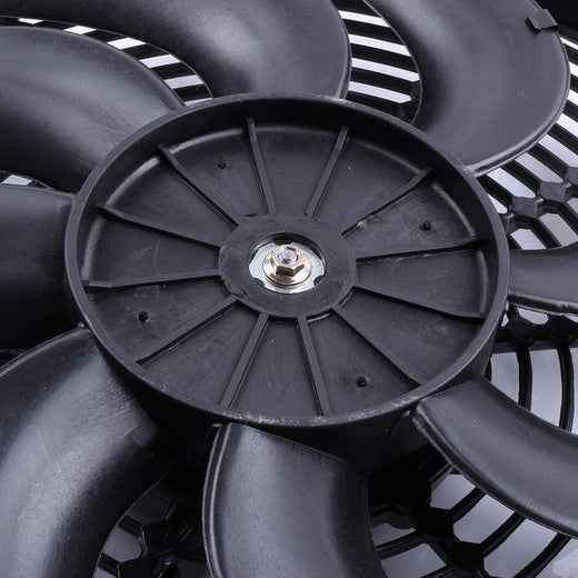 14" Universal Slim Push-Pull Electric Radiator Cooling Fan Mount Kit, Black Plastic, 12V - KUDUPARTS