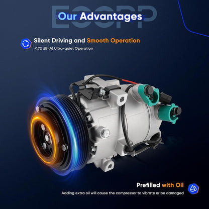 A/C Compressor with Clutch – Fits Hyundai Elantra 2.0L (2017-2020) – Strong Cooling Performance