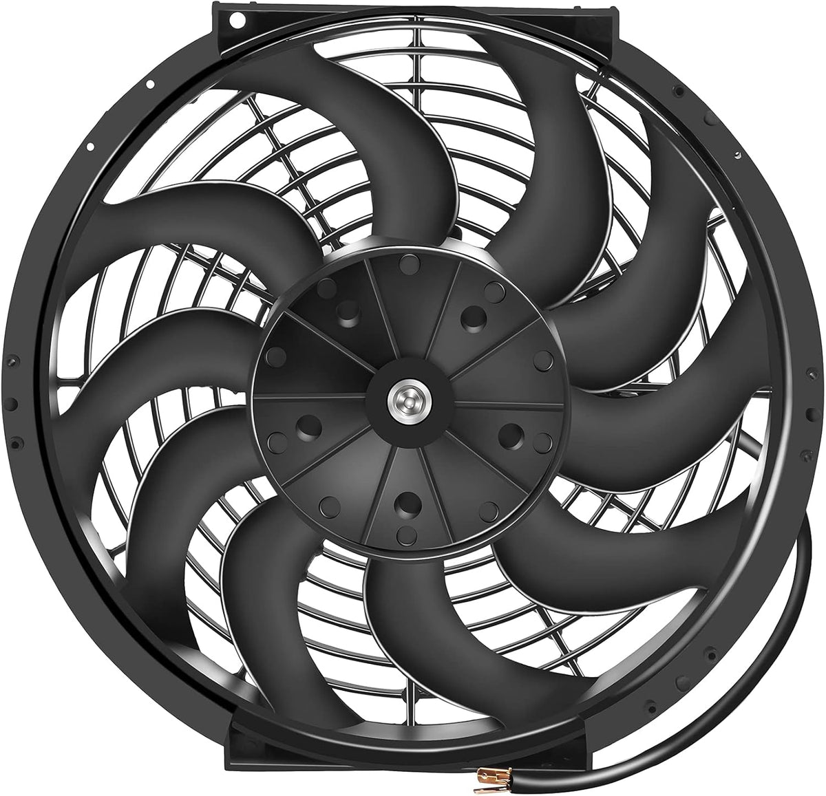 12" Universal Slim Push-Pull Electric Radiator Cooling Fan Mount Kit – Black, 12V - KUDUPARTS