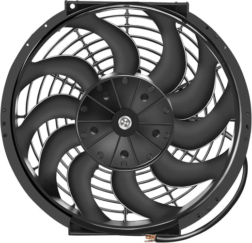 12" Universal Slim Push-Pull Electric Radiator Cooling Fan Mount Kit – Black, 12V - KUDUPARTS
