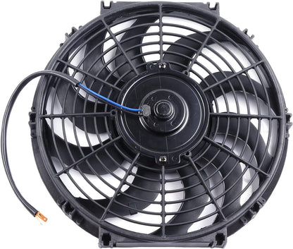 12" Universal Slim Push-Pull Electric Radiator Cooling Fan Mount Kit – Black, 12V