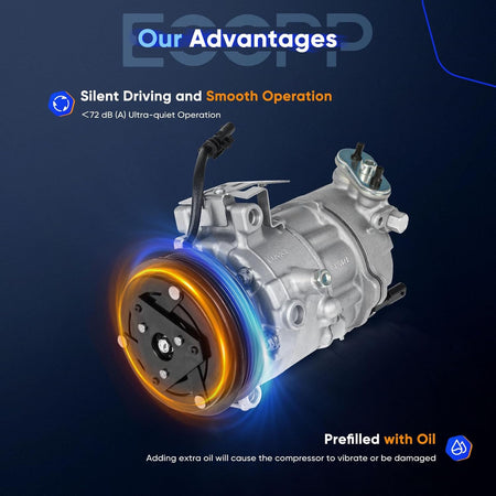 AC Compressor with Clutch – Fits Cadillac ATS CTS 2.0L (2013-2019) & Chevrolet Camaro 2.0L (2016-2023) – Fast Cooling - KUDUPARTS