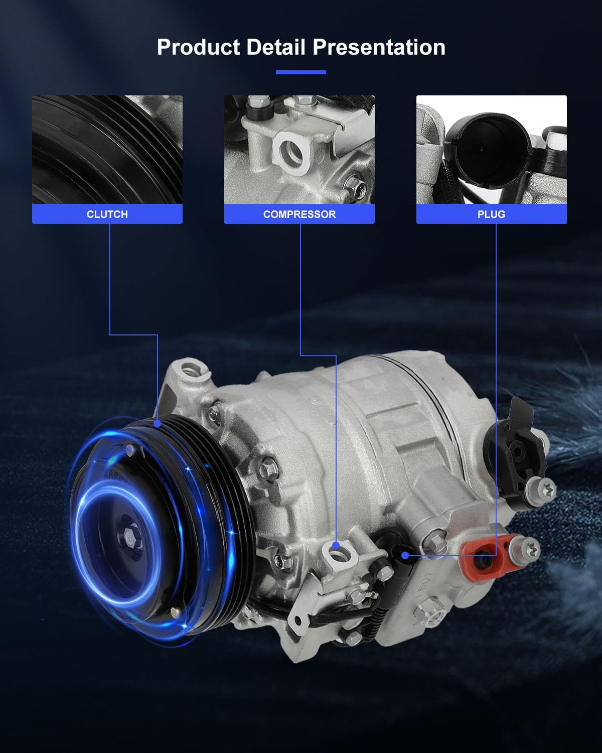 A/C Compressor with Clutch – Compatible with BMW 325Ci 2.5L (2003-2006) & X3 2.5L/3.0L (2004-2006)