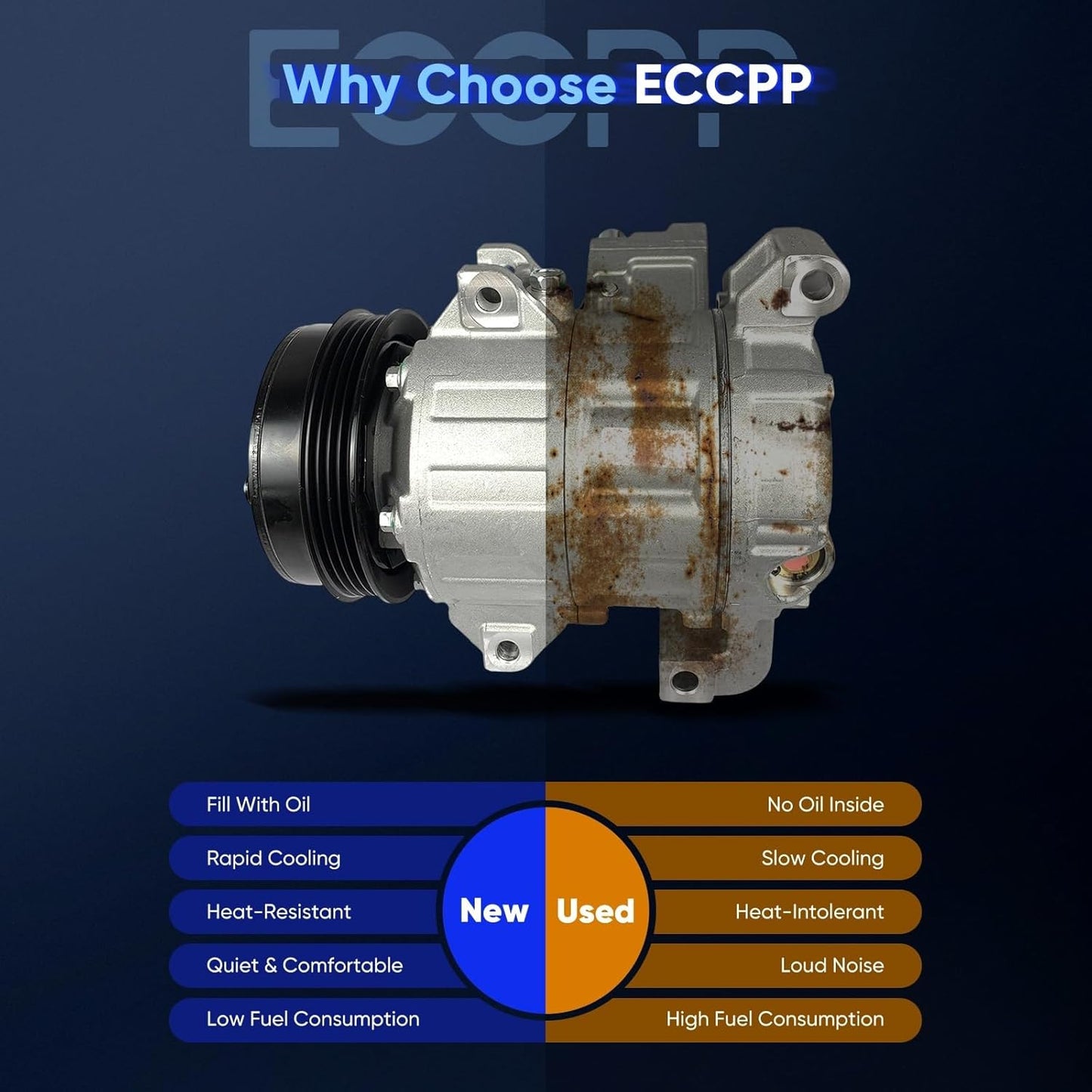 AC Compressor with Clutch – Fits 2006-2008 Suzuki Grand Vitara 2.7L, Rapid Cooling