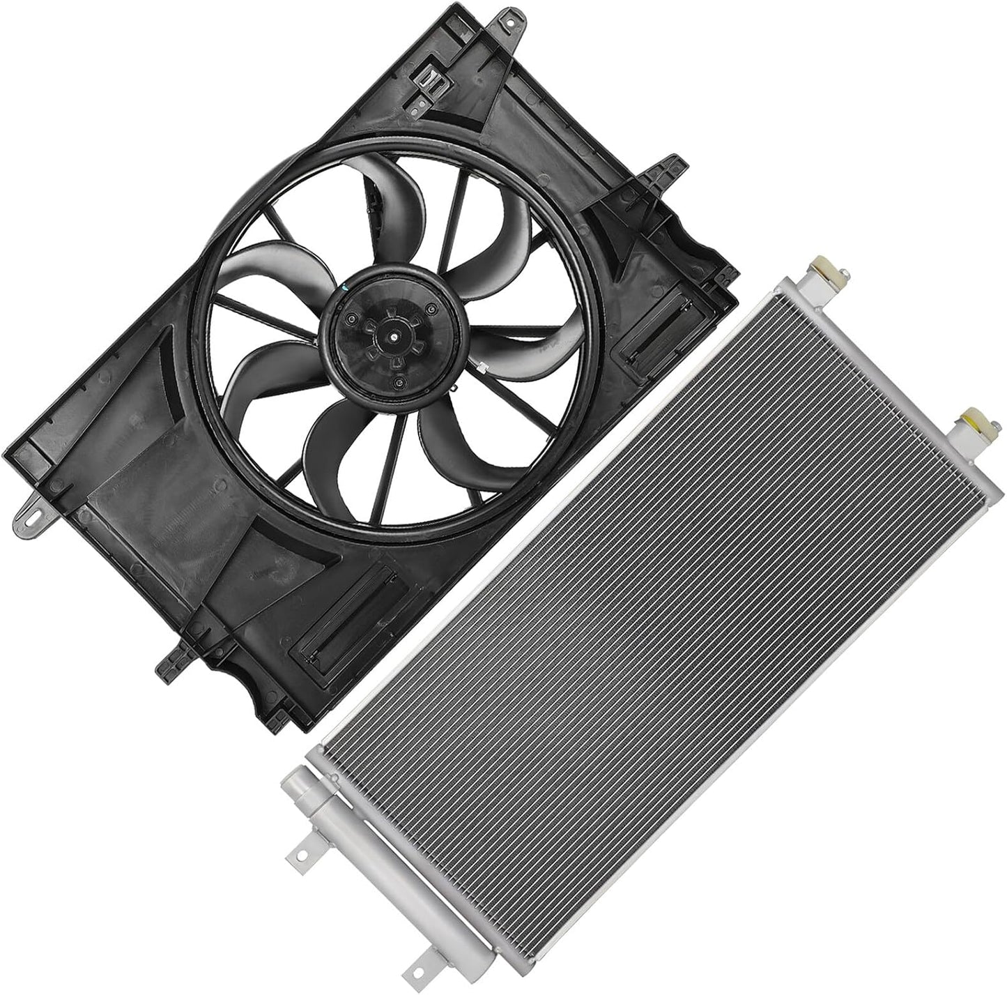 2017-2019 Chevrolet Cruze 1.4L Radiator Cooling Fan Assembly Replacement (Condenser 30033, 624140, 39013323, GM3115303)