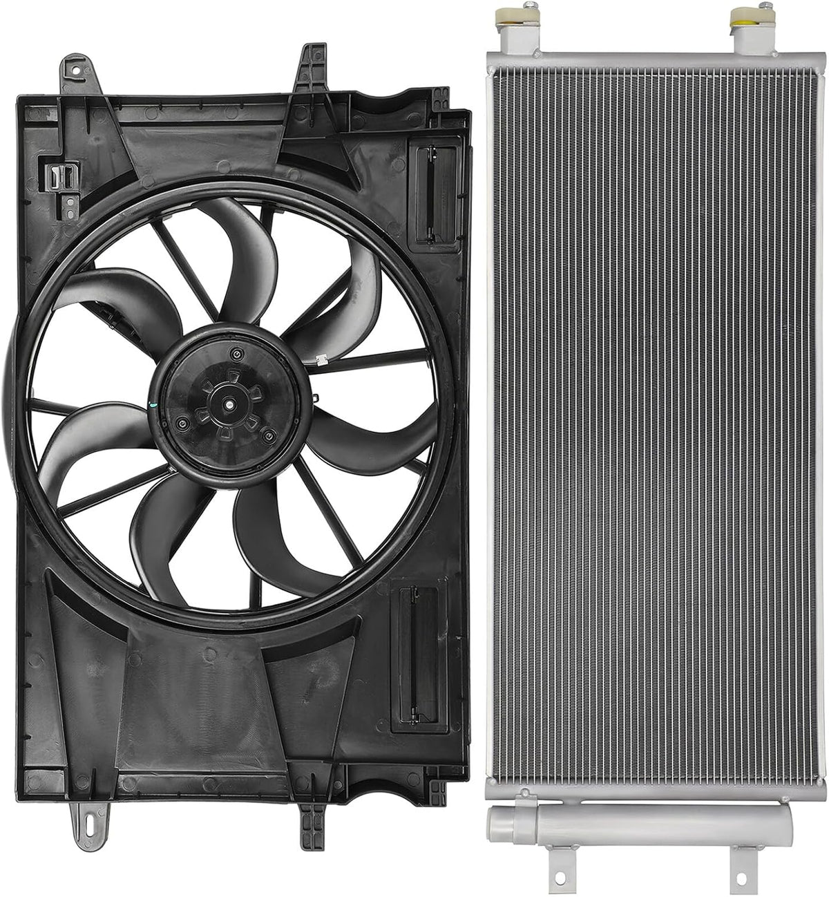 2017-2019 Chevrolet Cruze 1.4L Radiator Cooling Fan Assembly Replacement (Condenser 30033, 624140, 39013323, GM3115303) - KUDUPARTS