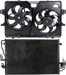 621-038 Cooling Fan + 3675 Condenser Combo for 2008-2012 Ford Escape, 2008-2011 Mazda Tribute & Mercury Mariner - KUDUPARTS