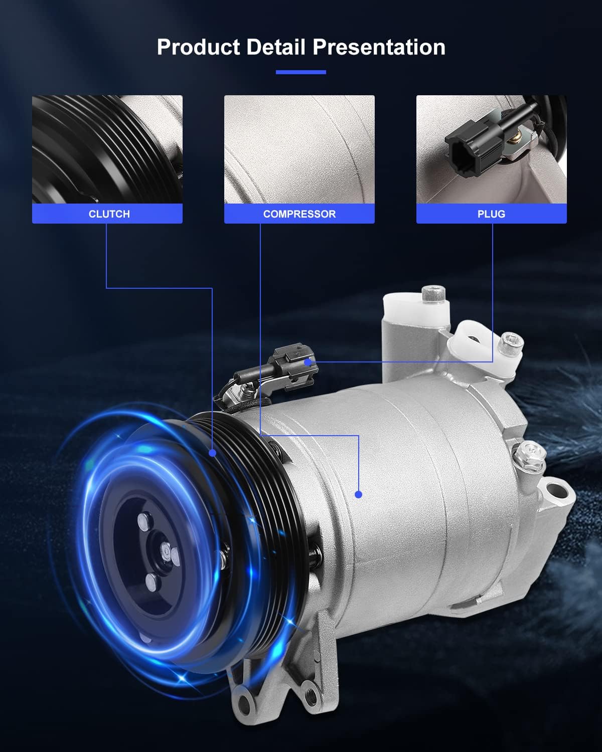 AC Compressor with Clutch | Compatible with Nissan Altima 2002-2006 & Maxima 2004-2008 | 3.5L DKS17D