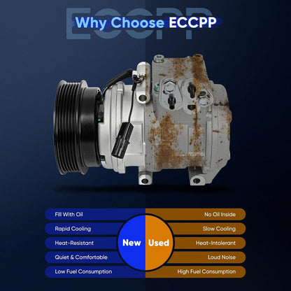 AC Compressor with Clutch – Fits Kia Rondo 2.4L 2010-2012, Fast Cooling, 6 Grooves