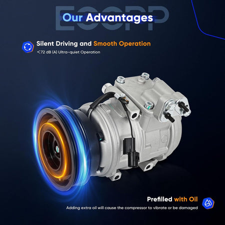 AC Compressor with Clutch – Fits Kia Rondo 2.4L 2010-2012, Fast Cooling, 6 Grooves - KUDUPARTS