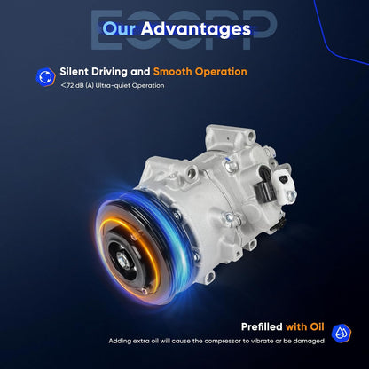 AC Compressor with Clutch – Fits Scion tC 2.5L 2011-2016, Rapid Cooling